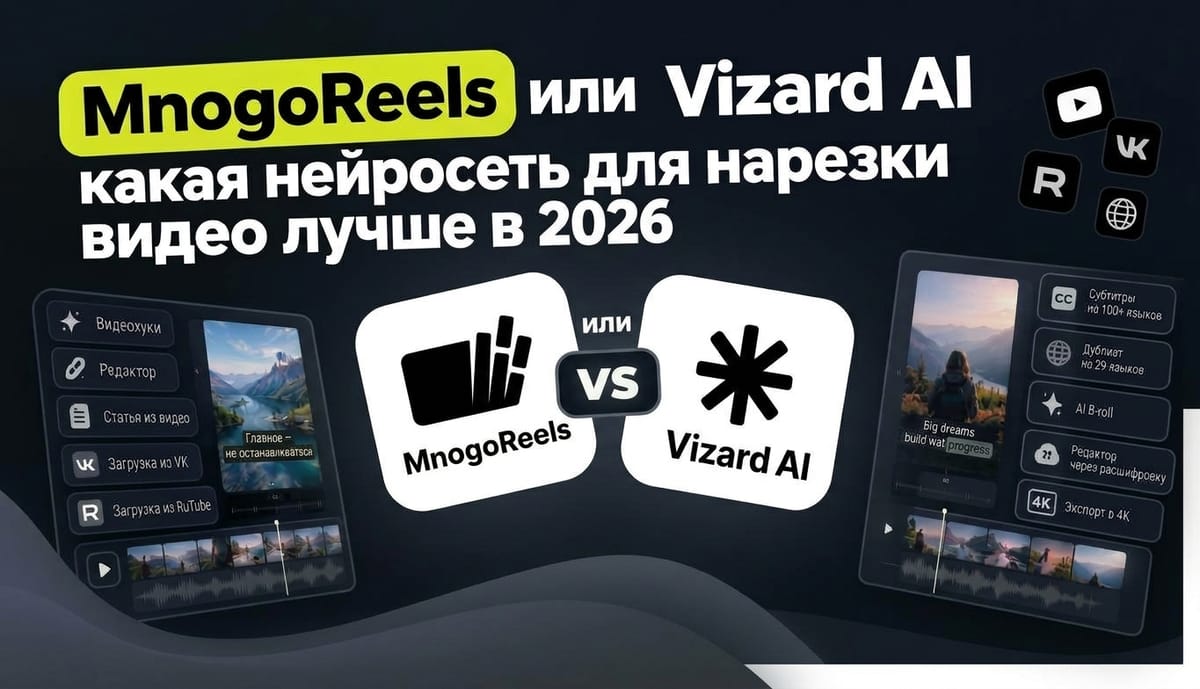 MnogoReels или Vizard AI: какая нейросеть для нарезки видео лучше в 2026